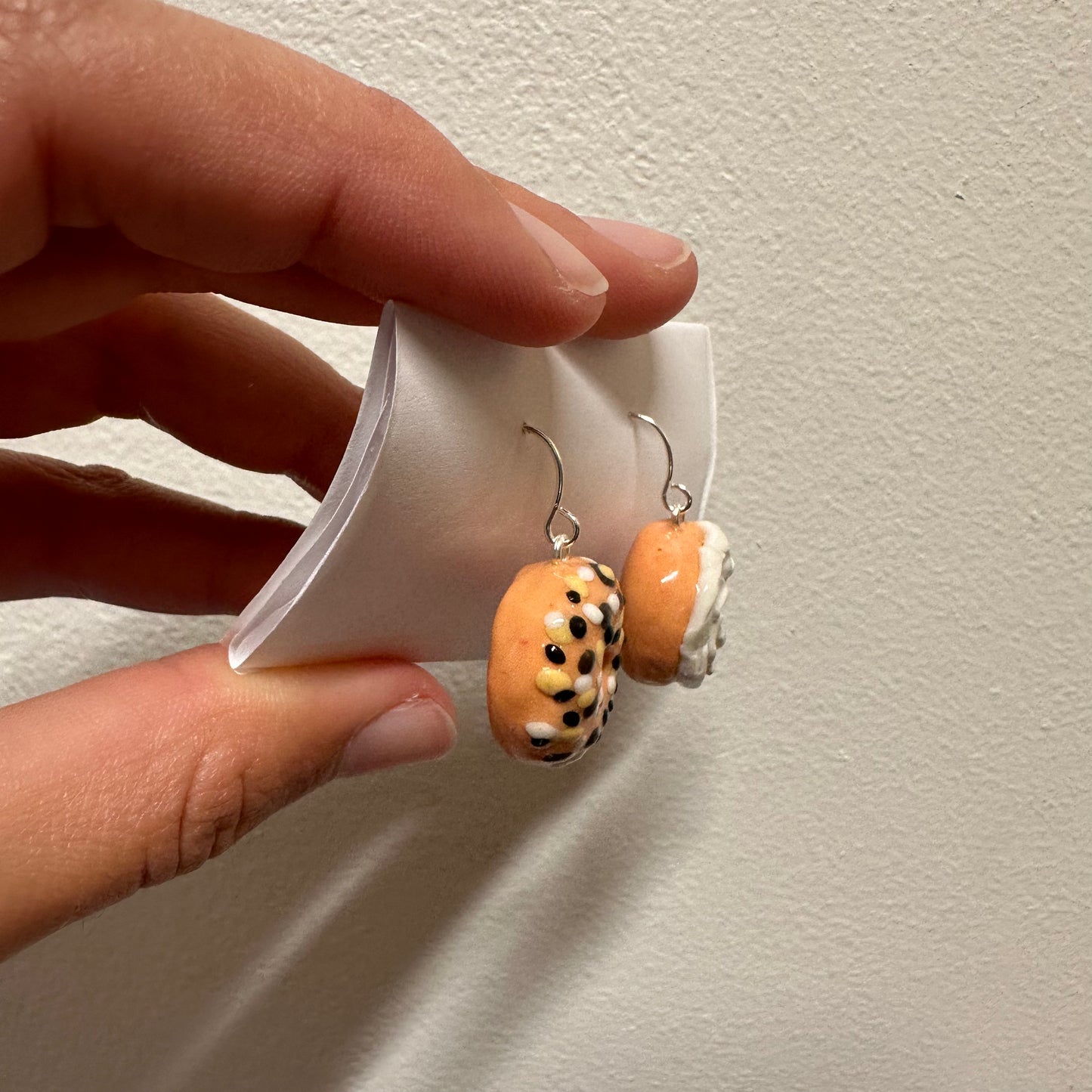 Everything Bagel and Cream Cheese Polymer Clay Earrings