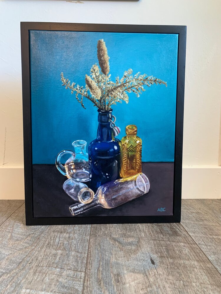 Glass and Grass 1 - 11x14 - oil on canvas