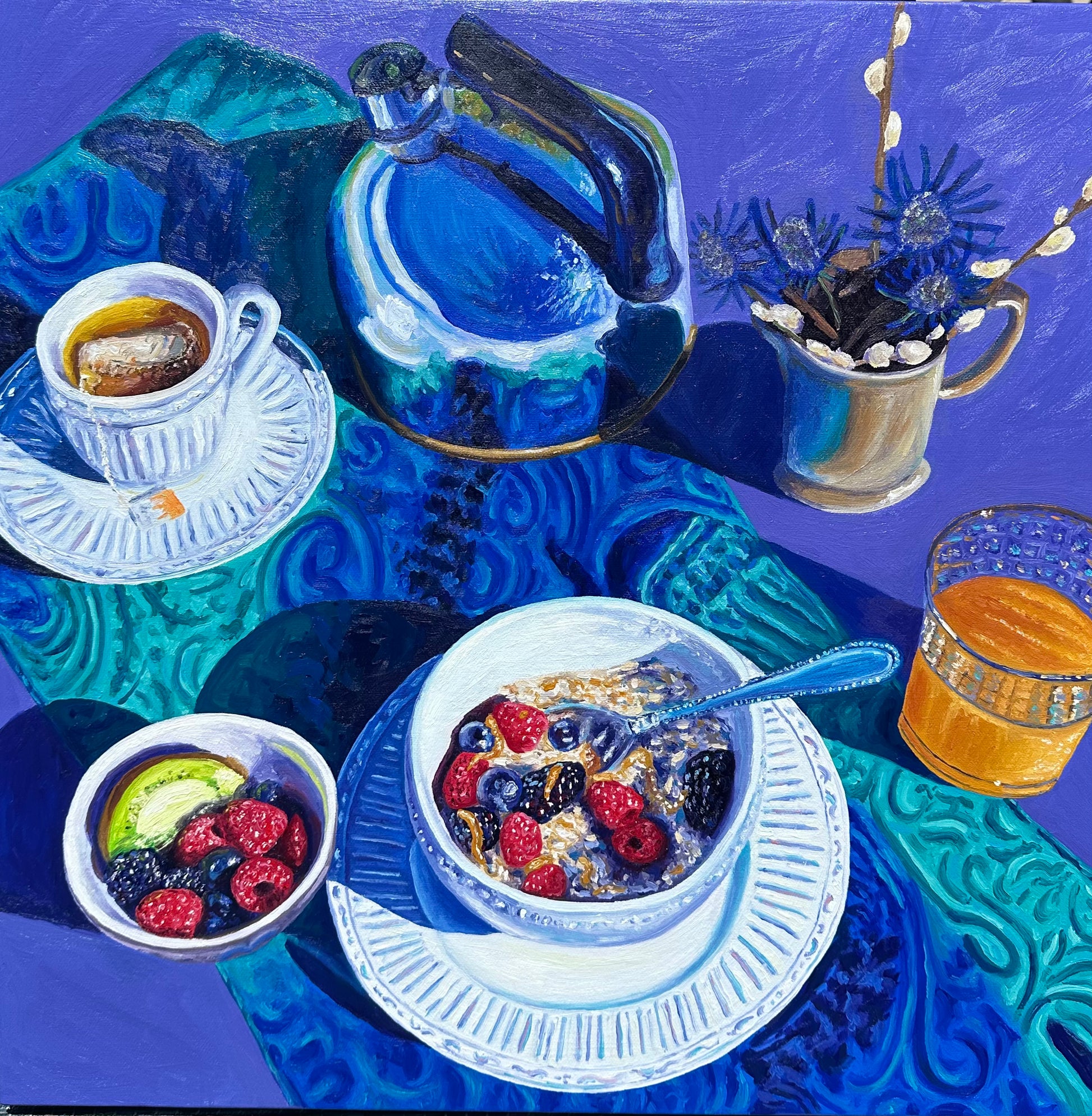 Fine art print of Oatmeal Breakfast oil painting.