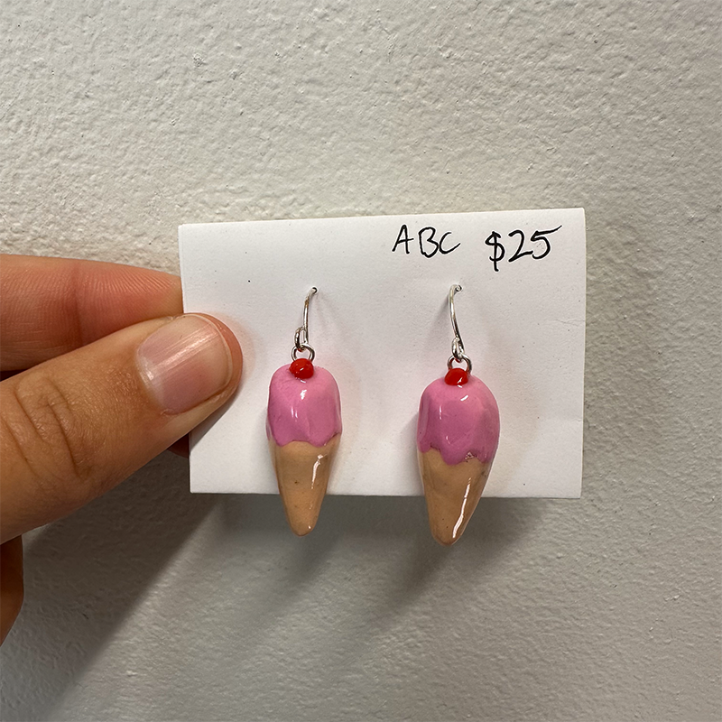 cute strawberry ice cream polymer clay earrings