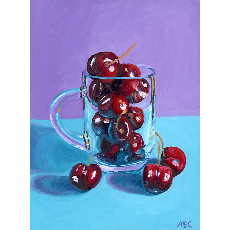 Cherries in a Cup - 6x8 - oil on panel