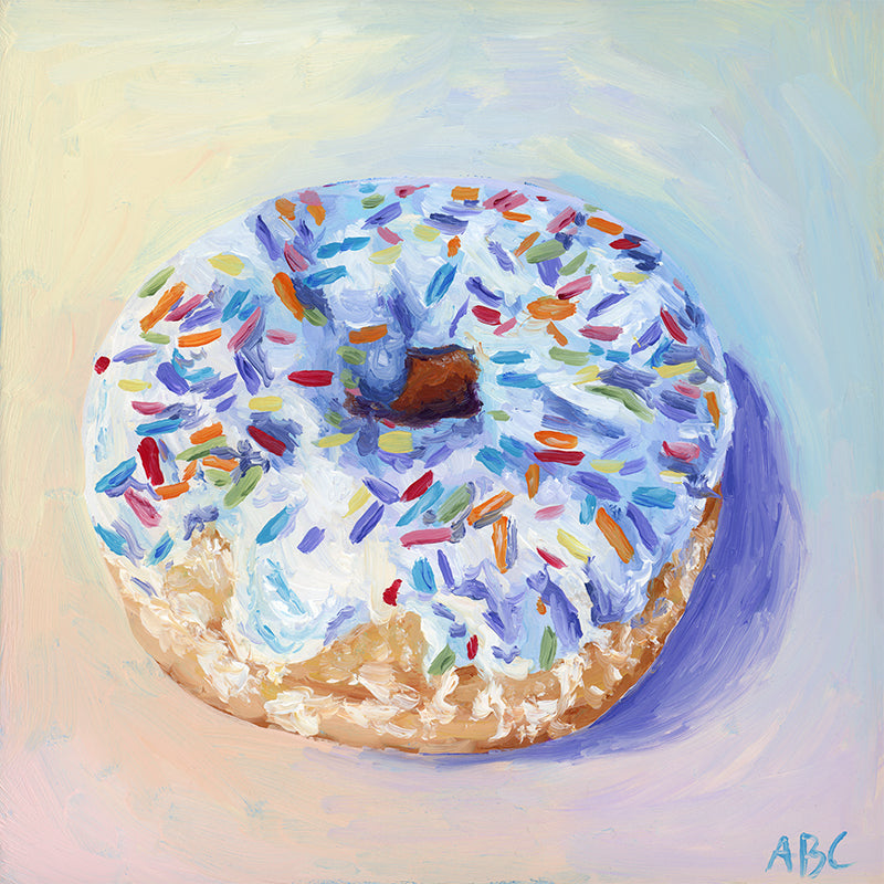 Fine art print of Rainbow Donut oil painting.