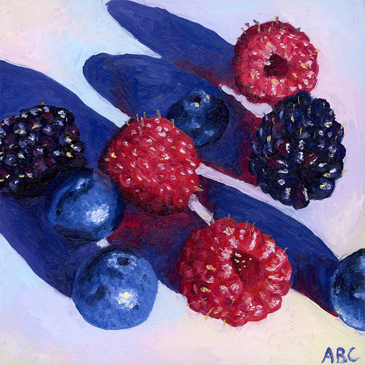 Glowing Berries - 6x6 - oil on panel