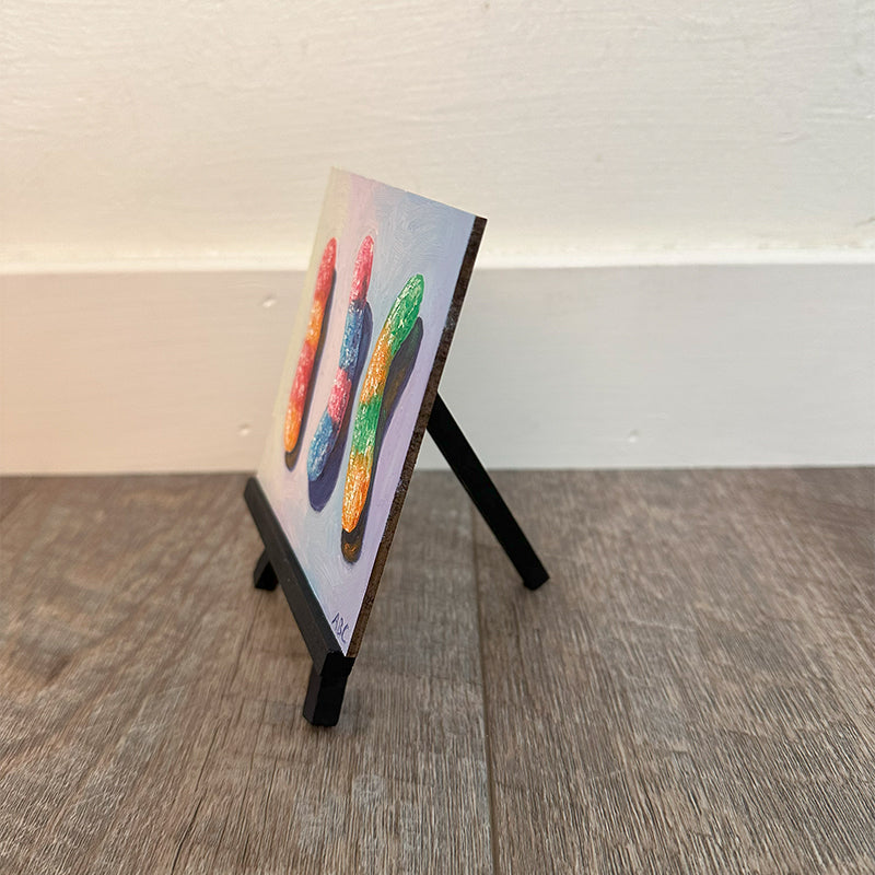 Lil Gummy Worms - 4x4 - oil on panel