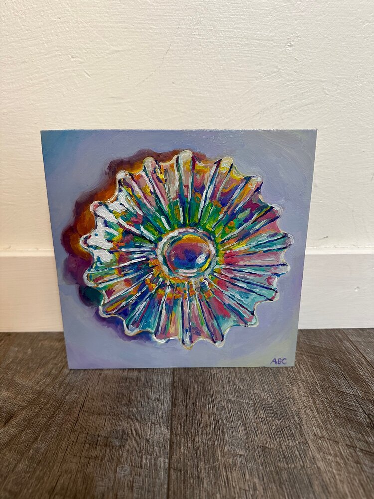 Rainbow Glass Bowl - 8x8 - oil on panel