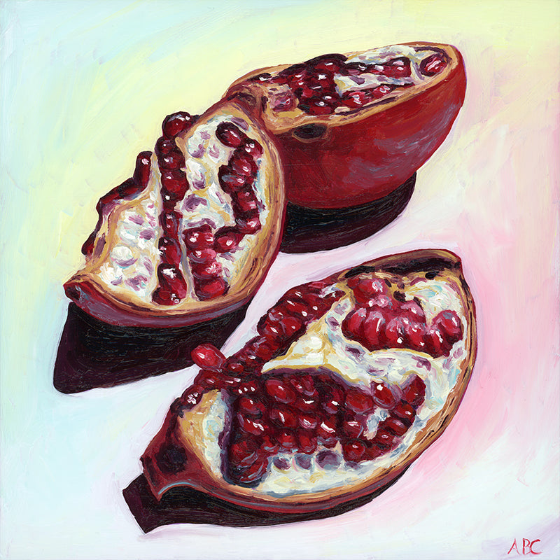 Rainbow Pomegranate - 6x6 - oil on panel