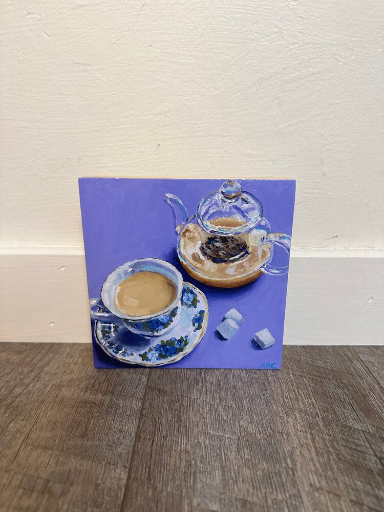Tea Time - 6x6 - oil on panel