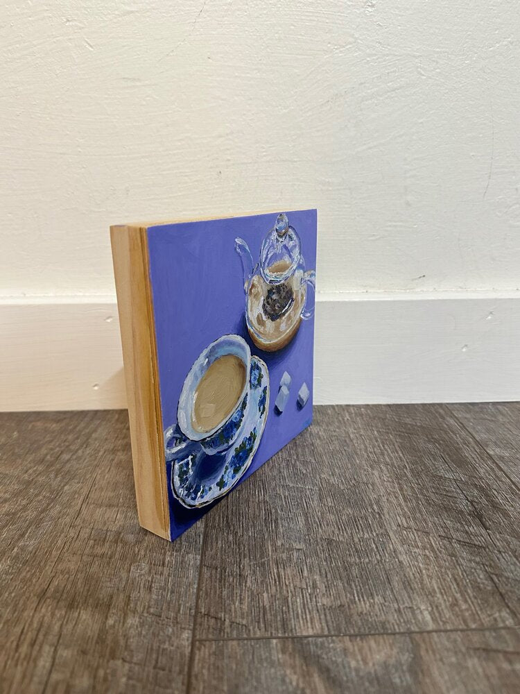Tea Time - 6x6 - oil on panel