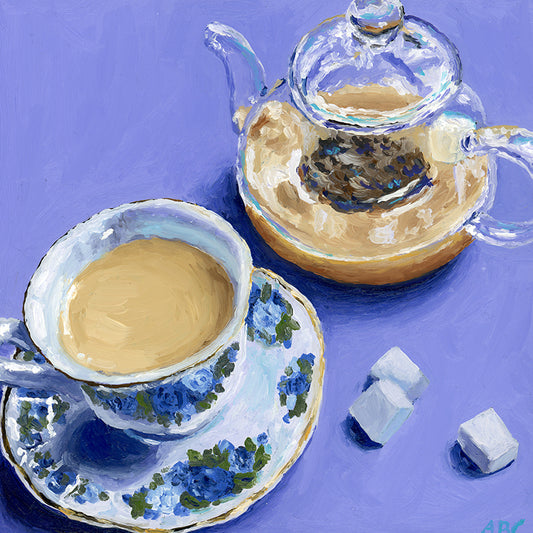 Tea Time - 6x6 - oil on panel